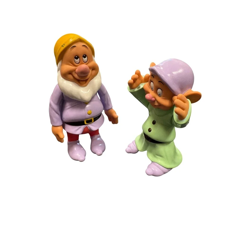 Disney Figures Snow White Seven Dwarfs Dopey Happy Multicolor Excellent PVC Set
